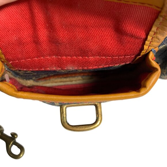 VTG Dooney Bourke Signature Small Denim Leather Trim Banana Shoulder Bag Purse - Picture 13 of 14
